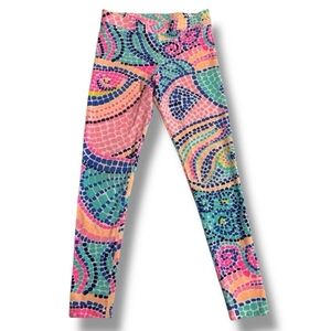 Lilly Pulitzer Maia Multi Tile Wave Knit Legging Size Largr 8-10 Girls Mosiac